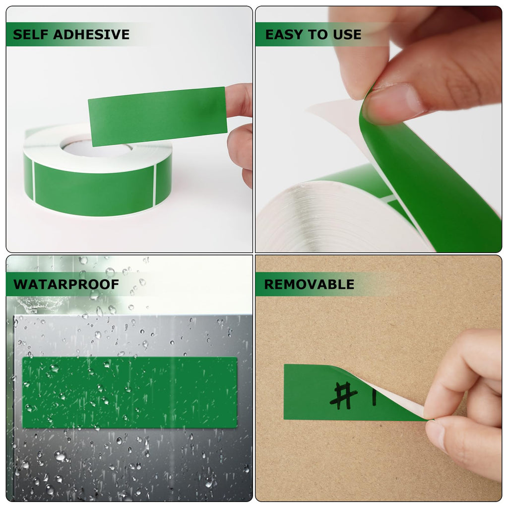 Green Rectangle Labels 3" x 1" Color Coding Stickers Roll 500 Pcs