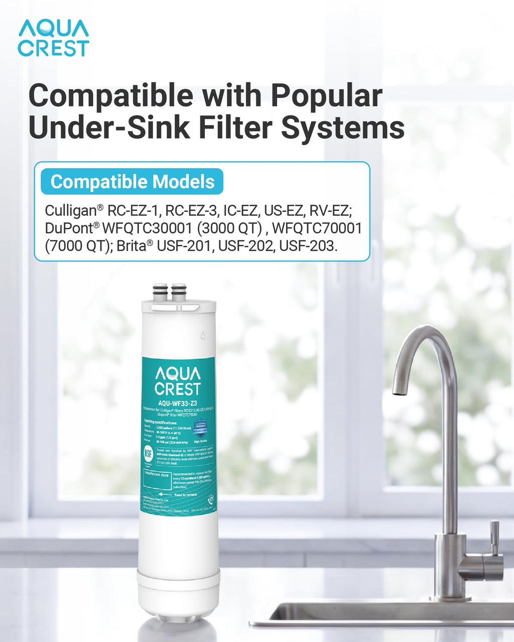AQUA CREST RC EZ 3 Water Filter Replacement for Culligan RC-EZ-3, 2 Pack