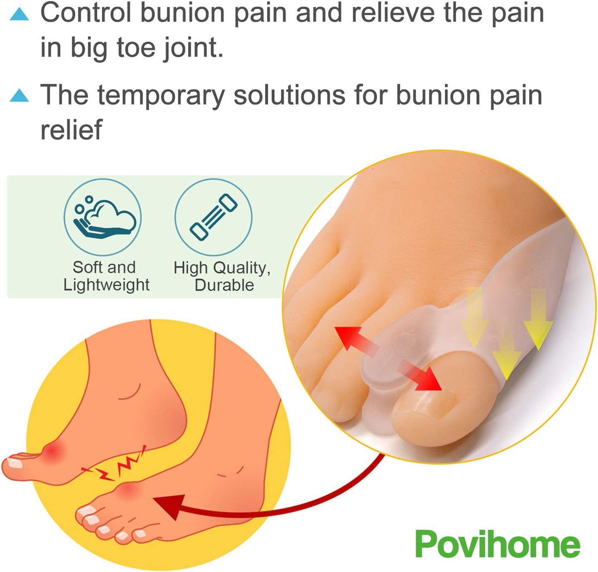 8 Pack Bunion Cushion and Protector(1/2'' Thick), Bunion Pads, Bunion Corrector and Bunion Relief with Gel Shield