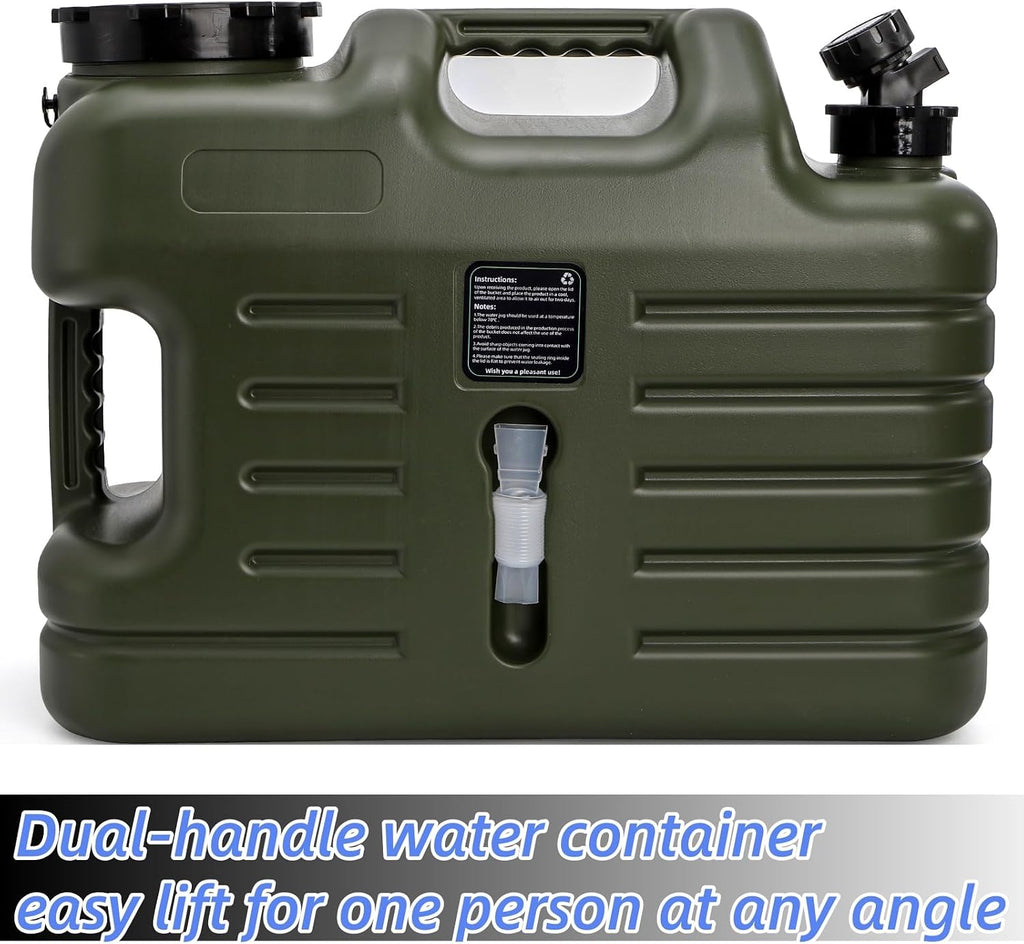 5 Gallon Water Container with Spigot, Portable Water Storage Jug for Camping, Sturdy Thick Water Storage Tank, BPA