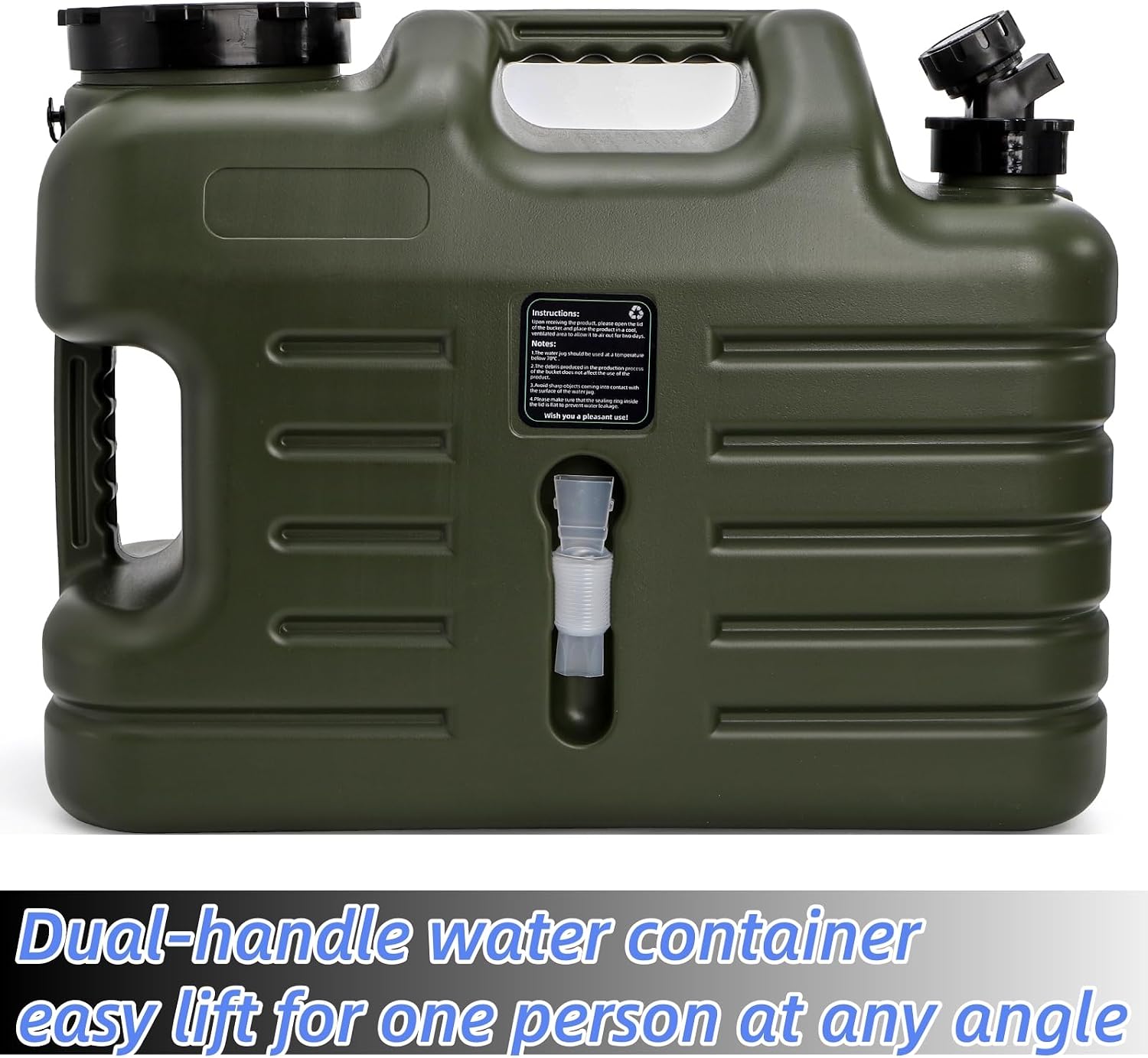 5 Gallon Water Container with Spigot, Portable Water Storage Jug for Camping, Sturdy Thick Water Storage Tank, BPA