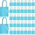 50 Pack Mini Gift Bags Bulk with Handles and Tags,Peacock Blue