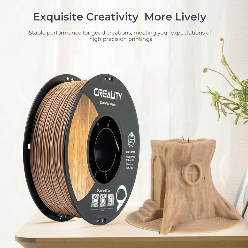 Official CREALITY Wood Filament PLA 1.75 mm, Wood 3D Printer Filament, More Than 30% Real Wood, Smooth Silk Texture