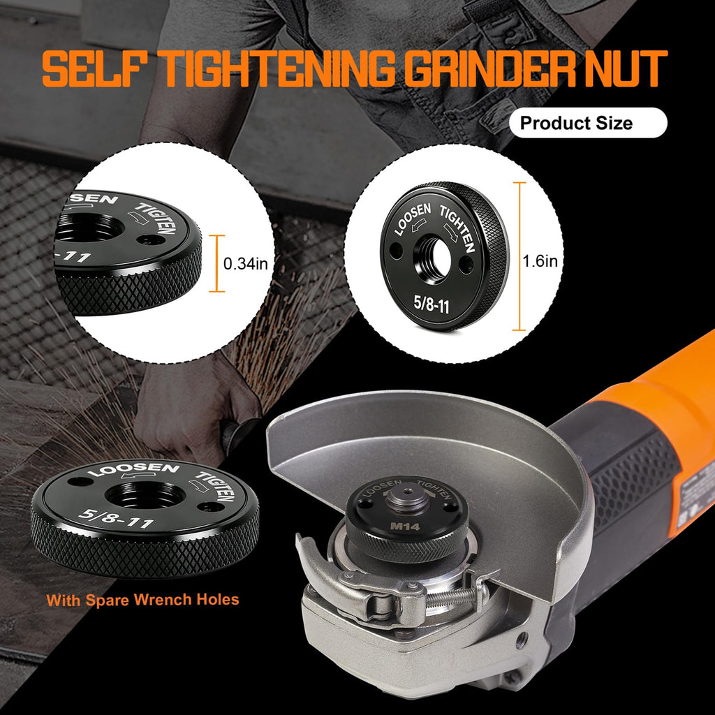 2 Pcs Quick Release Angle Grinder Nut, 5/8"-11 & M14