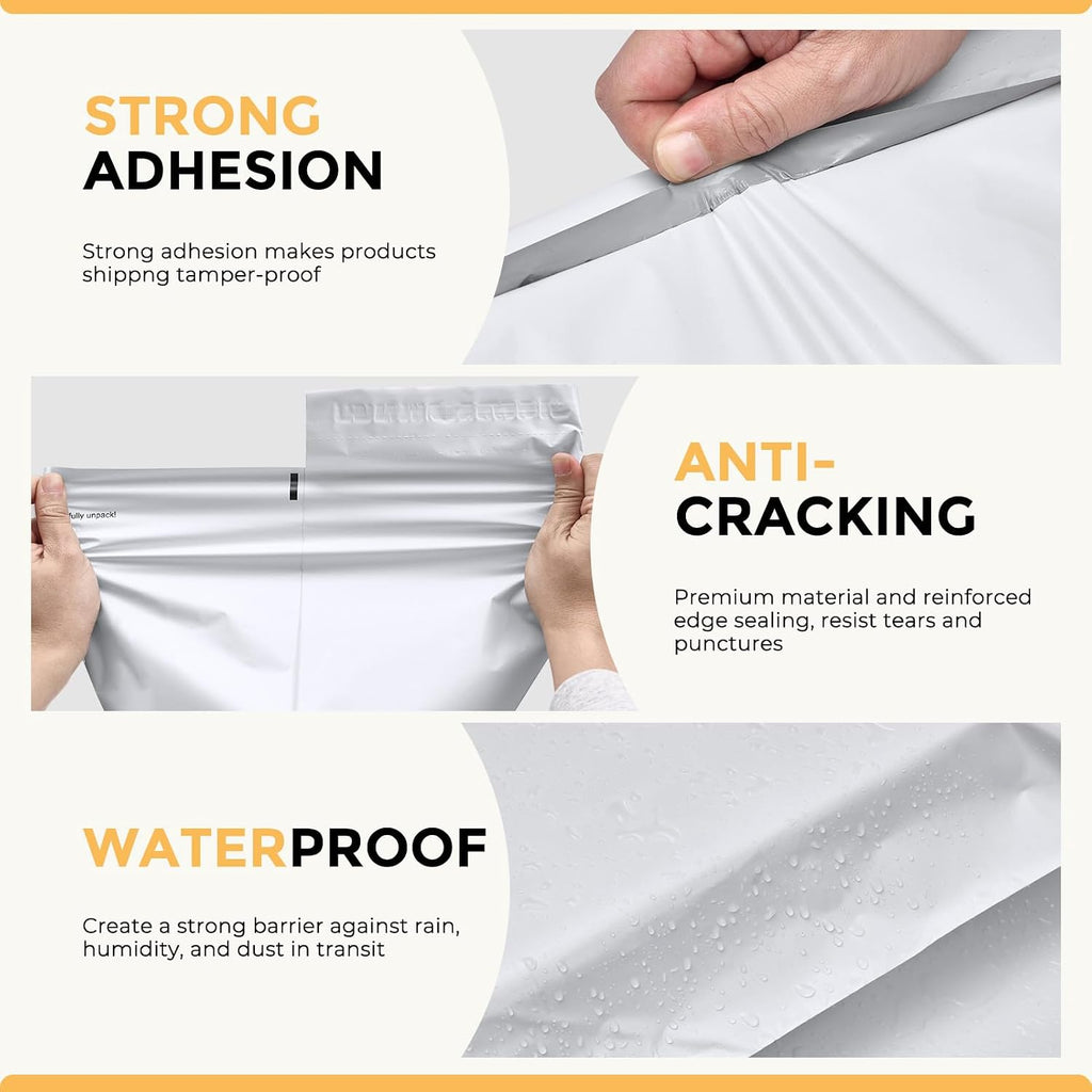 Poly Mailers 14.5x19 50Pcs White Large Shipping Bags for Clothes | Mailers Poly Bags with Self Seal and Easy-Open