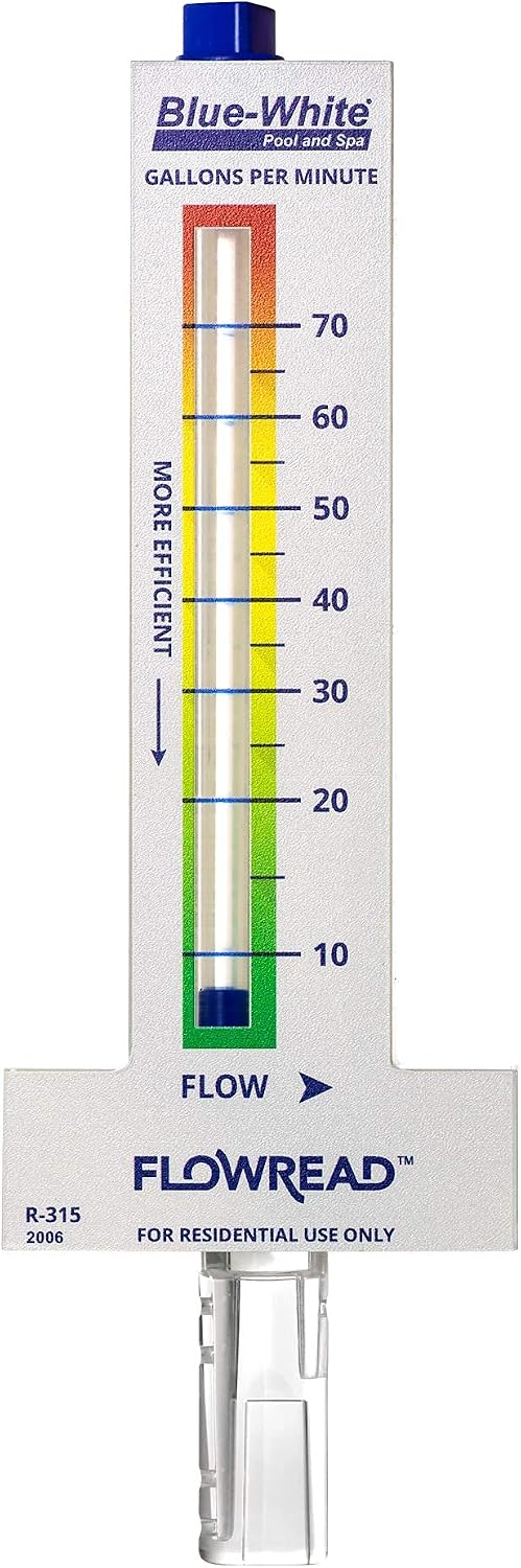Blue-White FLOWREAD R-315, 10-70 GPM, Acrylic Flow Meter for 1.50" ID Pipe, accurate flow rate measurement for residential swimming pools