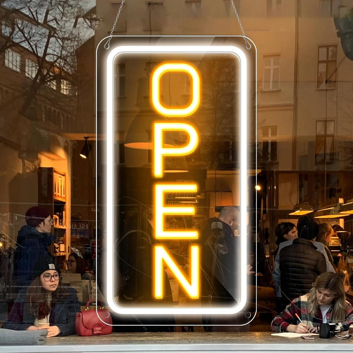 16"x 9" Super Bright Open Sign, Adjustable Brightness Neon Open Signs for Business Window, Powered by USB with