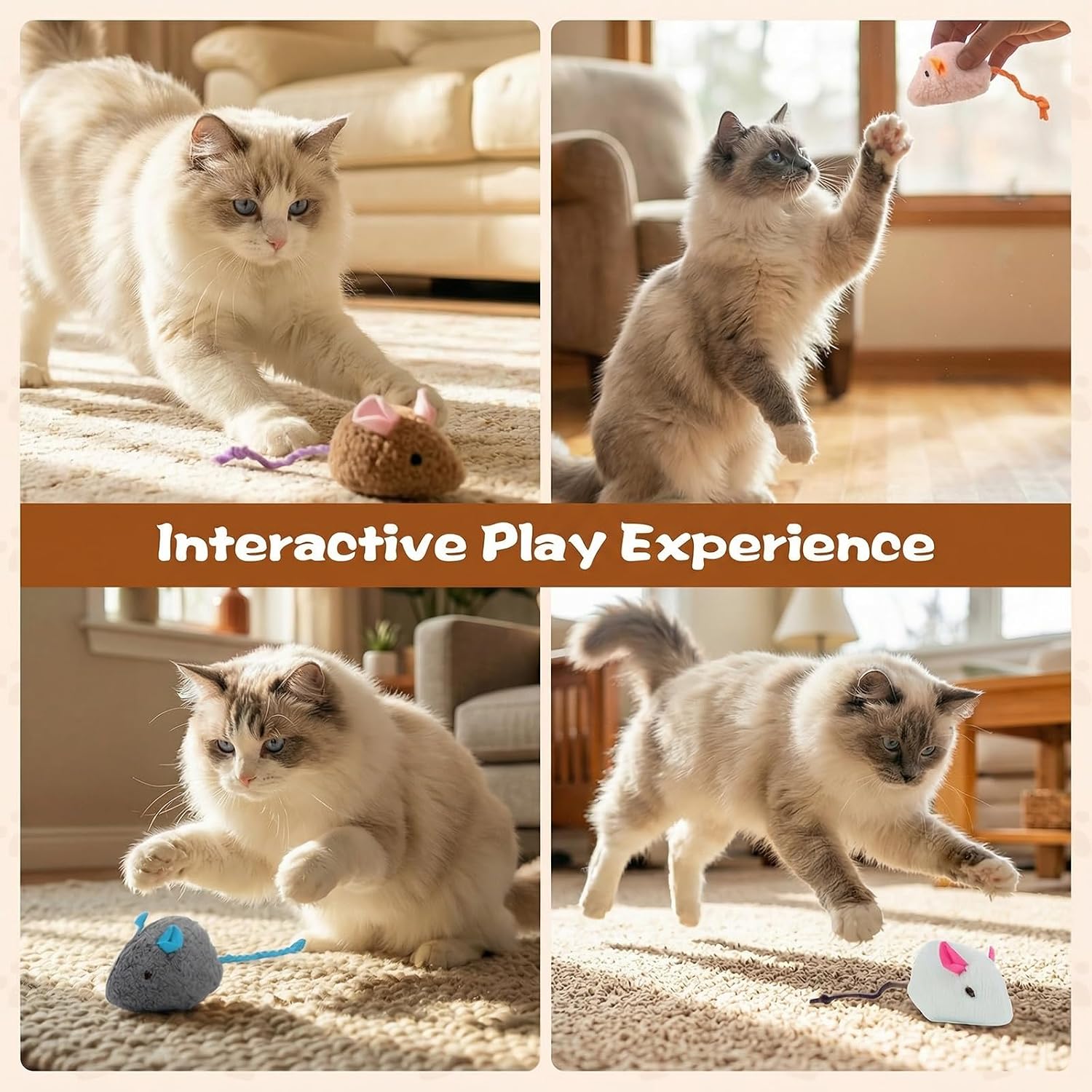 12PCS 2.36 Inch Cat Mice Toys, Prefilled Catnip Plush Catnip Toys, Realistic Design Interactive Cat Mouse Toys for