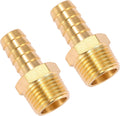 2 Pack Brass Hose Fitting, Adapter, 1/2" Barb x 1/2" NPT Male Pipe