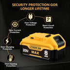 8.0Ah Compatible with DeWalt 20V Max Battery