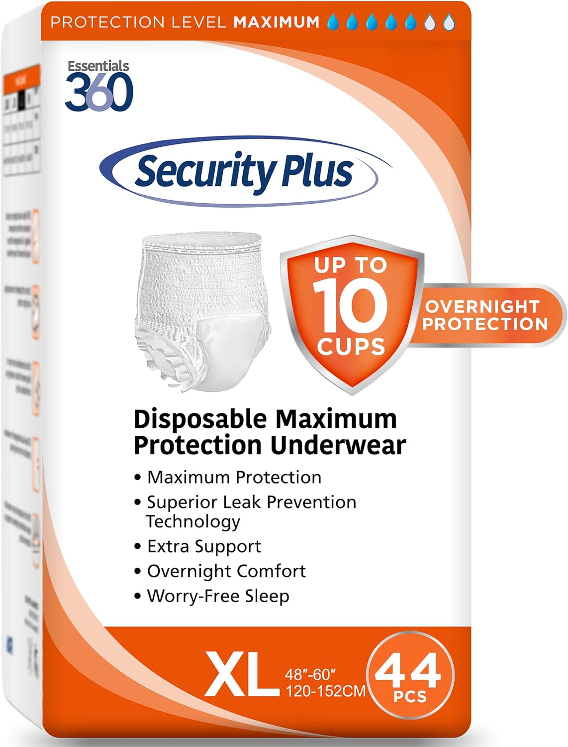Security Plus Overnight Adult Diapers, Maximum Protection,XL