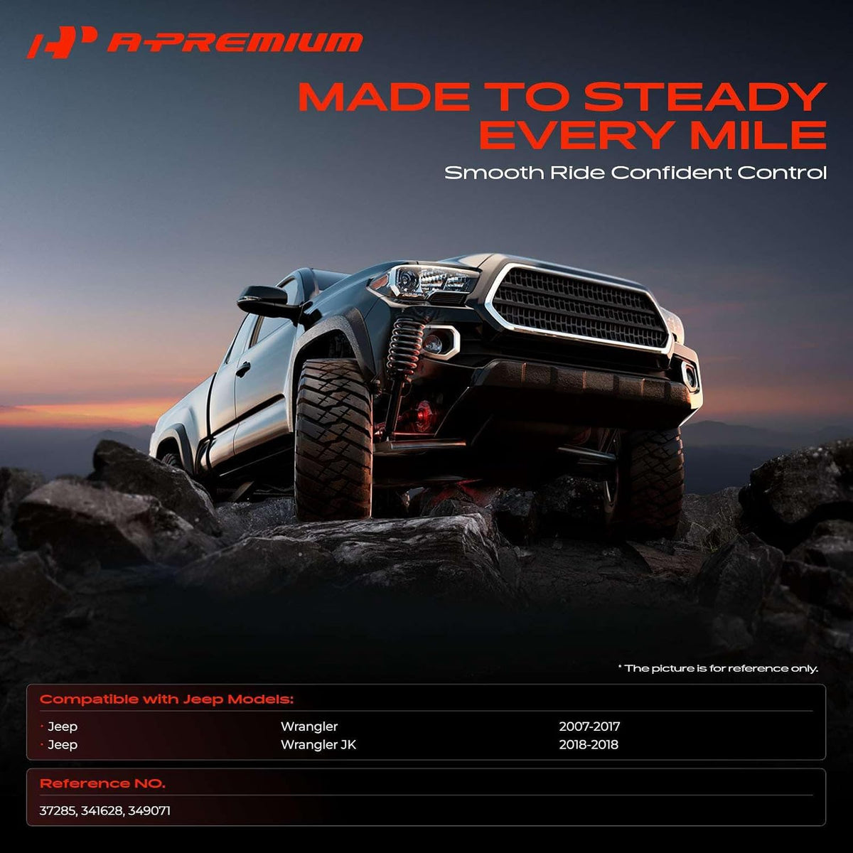 A-Premium Front Shock Absorbers, Set of 2 - Compatible with Jeep