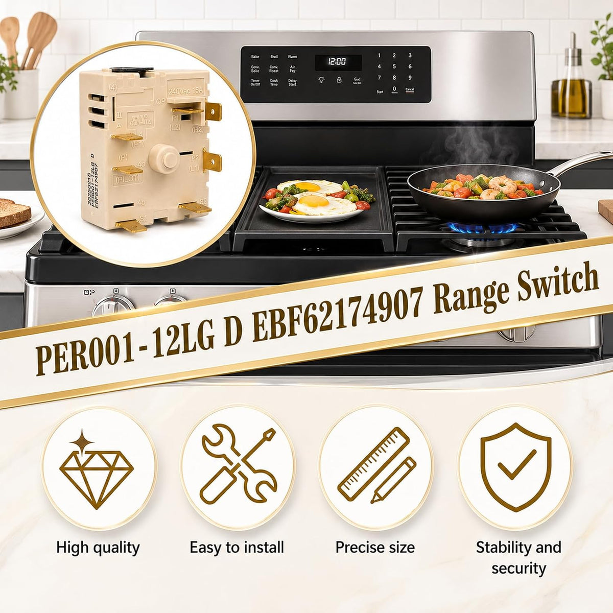 EBF62174907 Infinite Control Switch Fits LG Electric Ranges and Cooktops