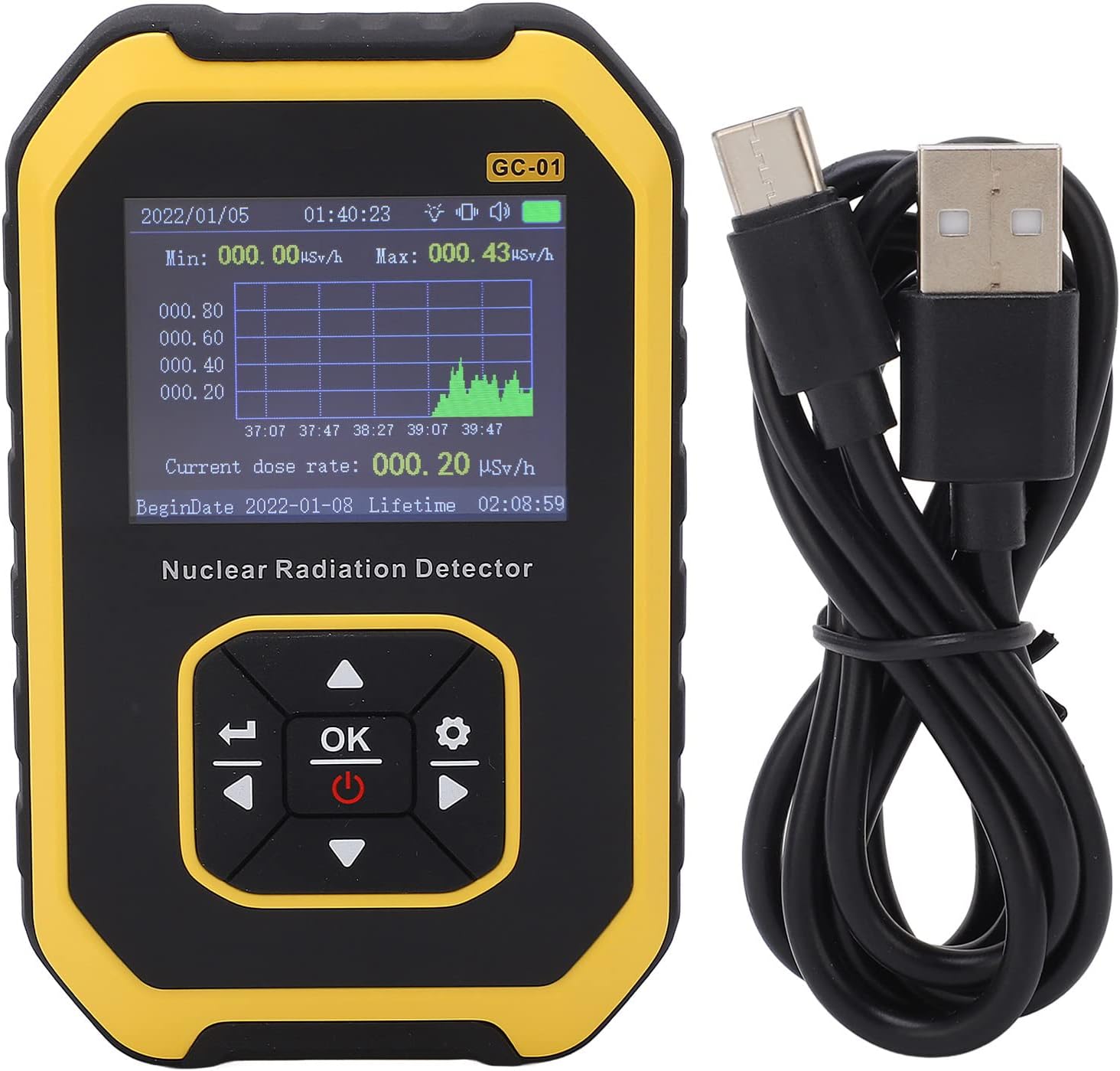 Geiger Counter, Nuclear Radiation Detector and Dosimeter with Real-Time LCD, Gamma Beta X-Ray Survey Meter for