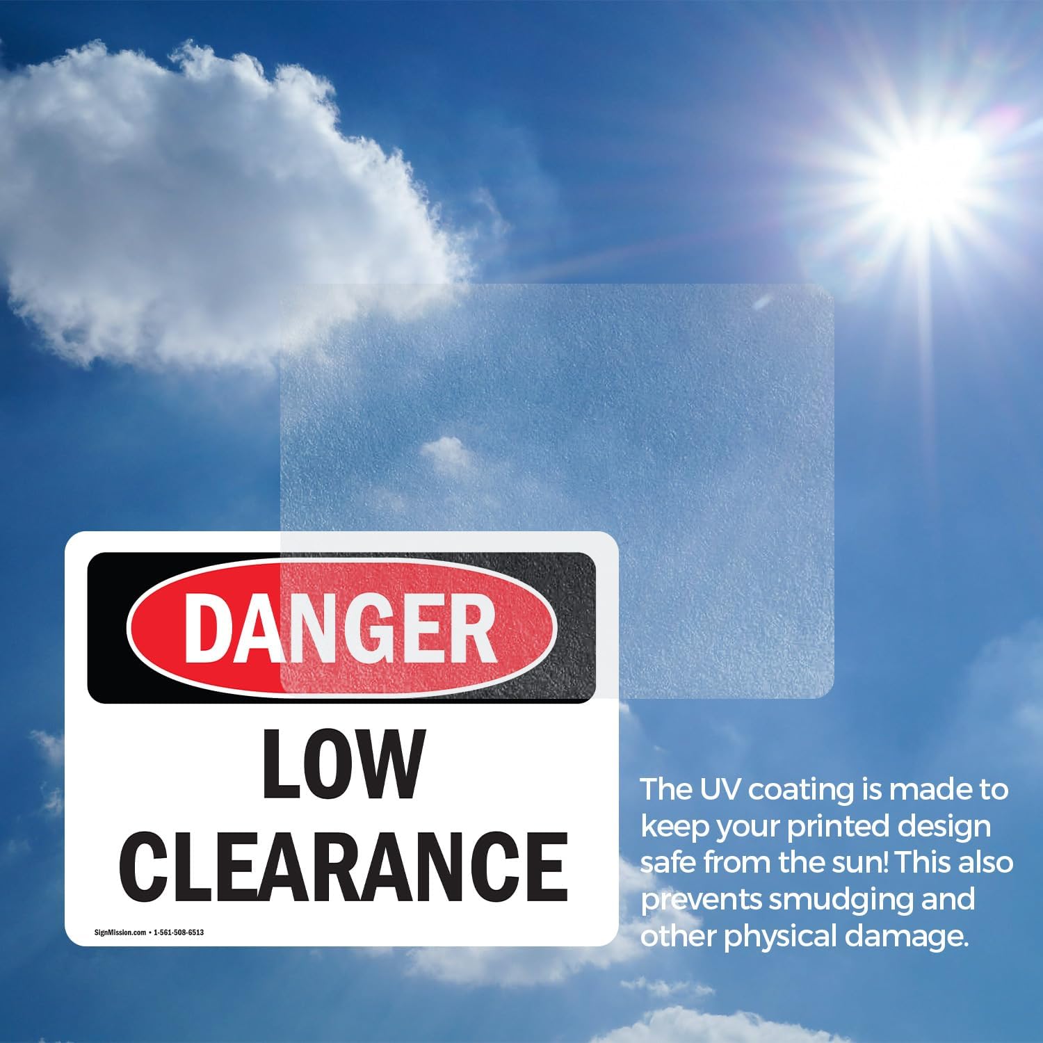 (2 Pack) Low Clearance OSHA Danger Sign 7 Inch X 5 Inch Vinyl Label Decal Sticker Weather Resistant, UV Protected for
