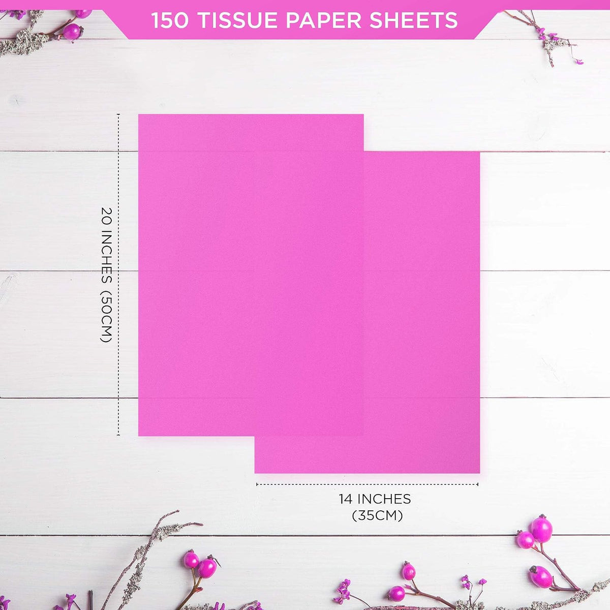 150 Sheets Pink Tissue Paper for Gift Bags Bulk 14"x20"