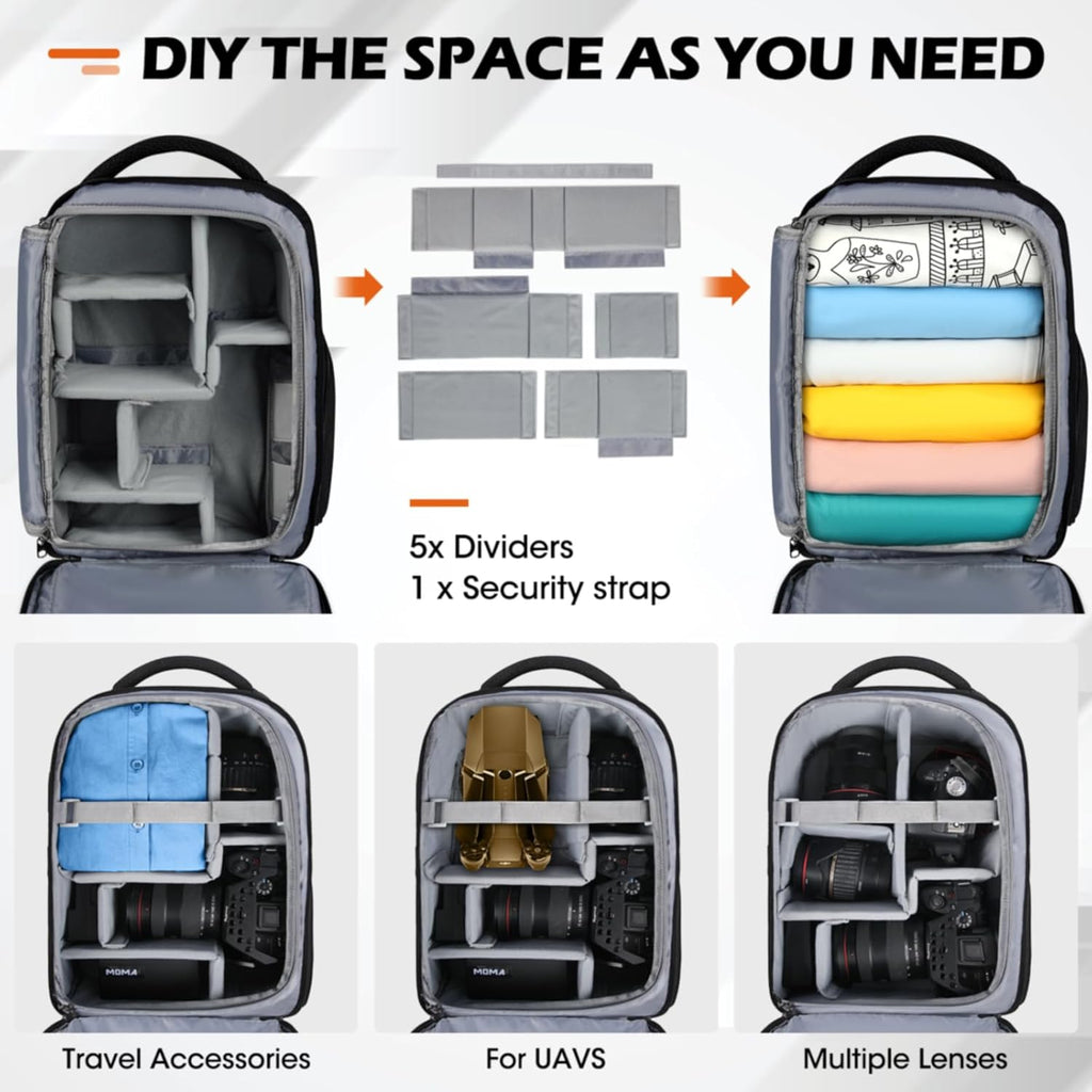 Camera Bag Backpack Professional for DSLR SLR Mirrorless Camera Waterproof Laptop Back Pack 14 Inch with Rain Cover