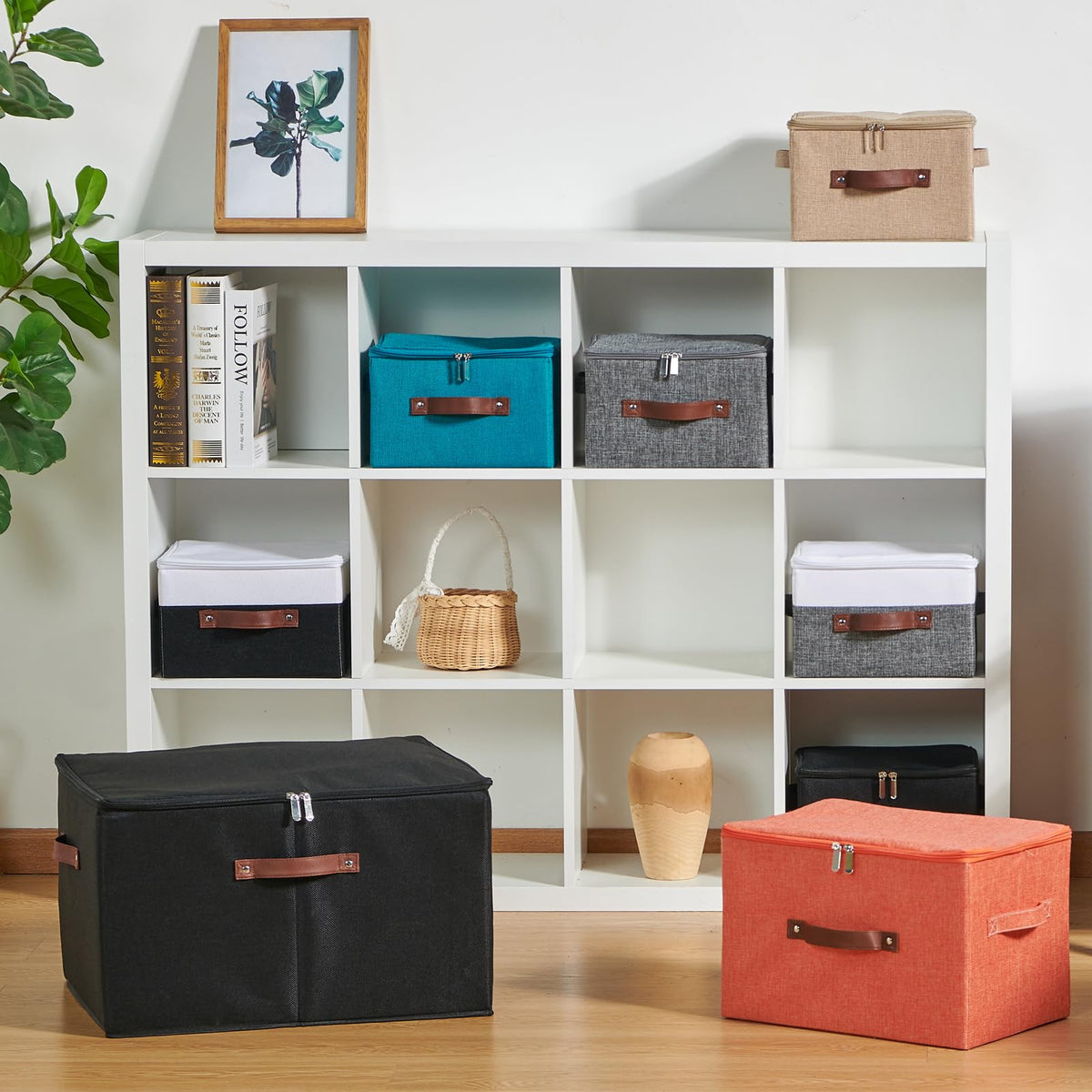 Storage Bins with Zipper Lids Decorative Lidded Baskets Boxes