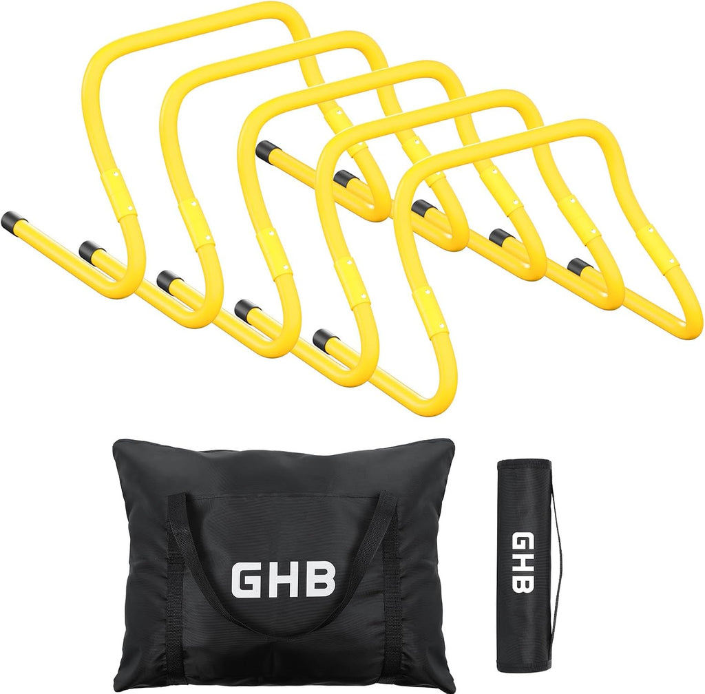 Agility Hurdles Adjustable 8.3"&12.6" Speed Training Equipment Set | Foldable, Sturdy, Drill Guide &Carry Bag Included