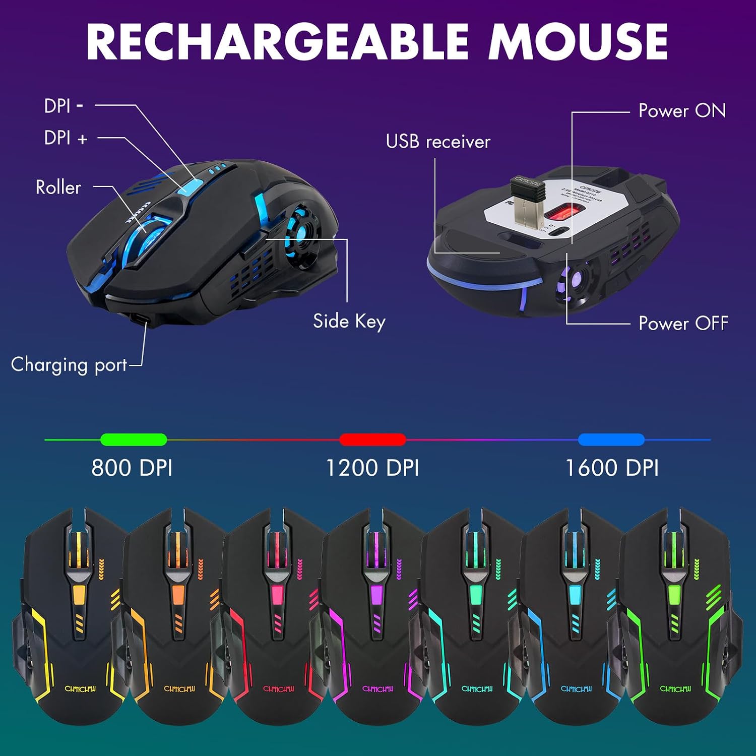 Gaming Wireless Keyboard and Mouse RGB Backlit Rechargeable Battery Gamer | Mechanical Feel Anti-ghosting with Side