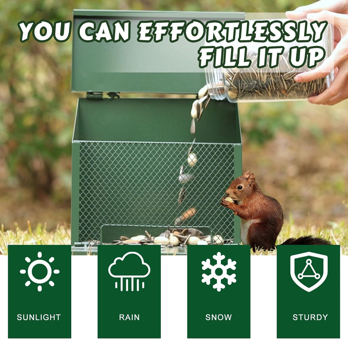 Metal Squirrel Feeder, Squirrel Feeders for Outside