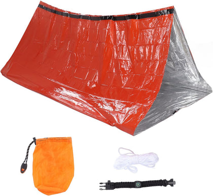 Emergency Survival Shelter Tent, Single Layer Thermal Aluminum Tent with Bracelet for Earthquake Relief, Wind and