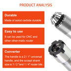 MEIGGTOOL 1/2 Inch Shank Router Bit Extension Collets ER20M Extender Chuck Converter Adapter, Convert 1/2-Inch & 1/4-Inch Shank Bits for CNC Engraving Machine and Milling Lathe Tool Workholding