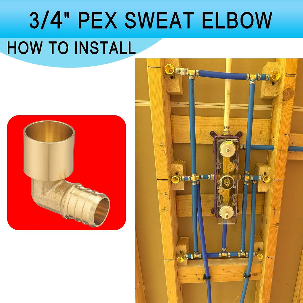 (20 Pack) Asterbacks 3/4 PEX to 3/4 Female Sweat Elbow Fitting For PEX-A/B/C Pipe