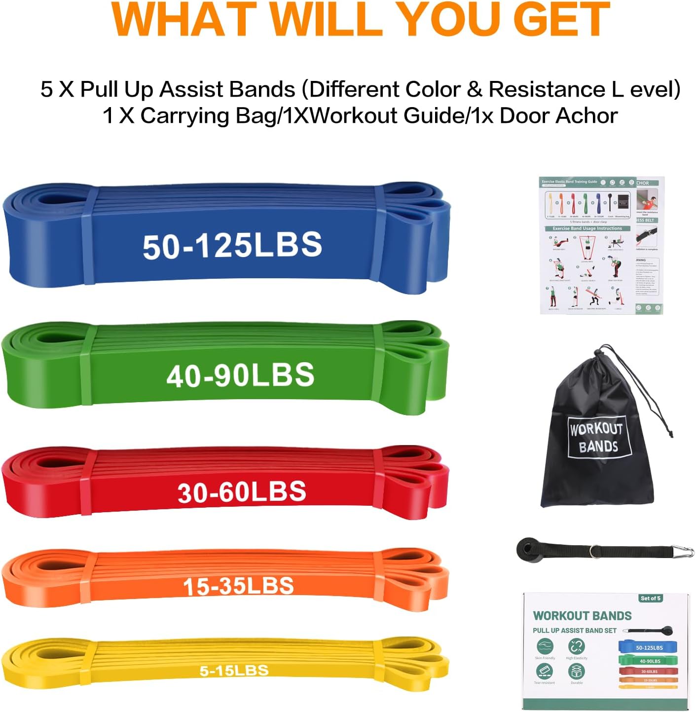 Resistance Bands, Pull Up Bands, Pull Up Assistance Bands Set for Men & Women, Exercise Workout Bands for Working