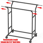 Heavy Duty Double Rail Clothing Garment Rack, Black