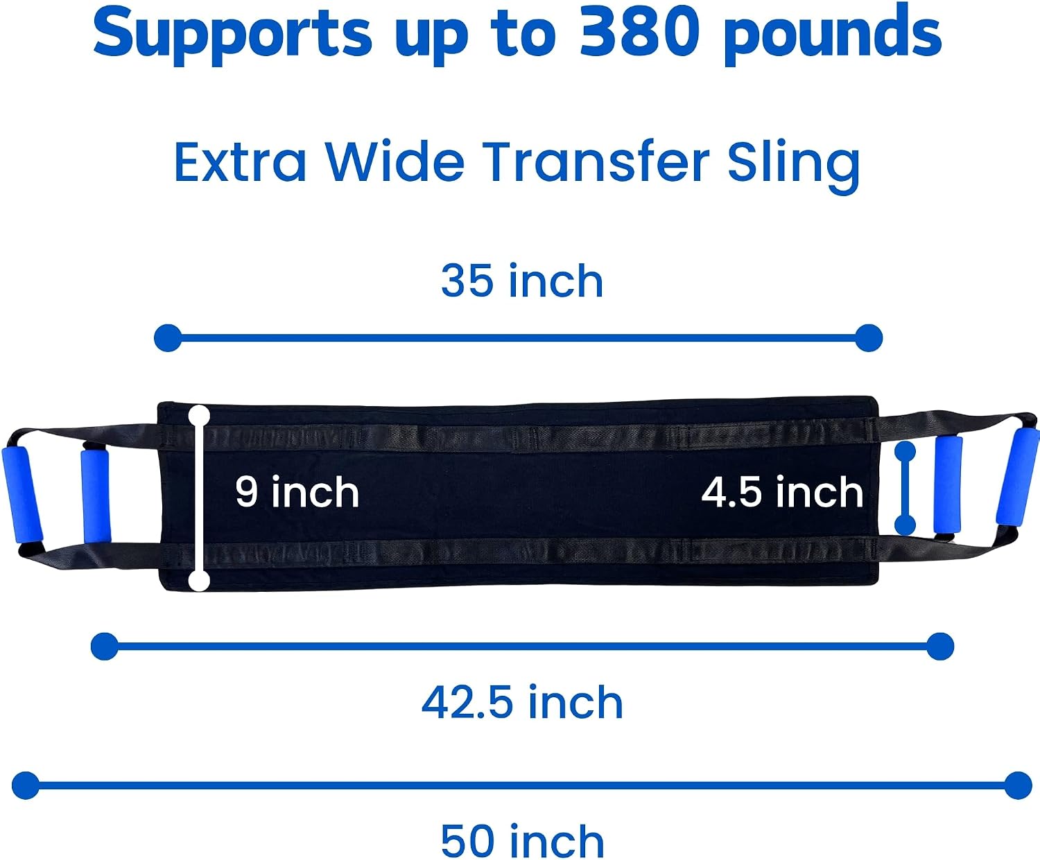 Gait Belt with Handles for Seniors, Padded Patient Transfer Lifting Straps for Home, Safety Fall Assist Devices for