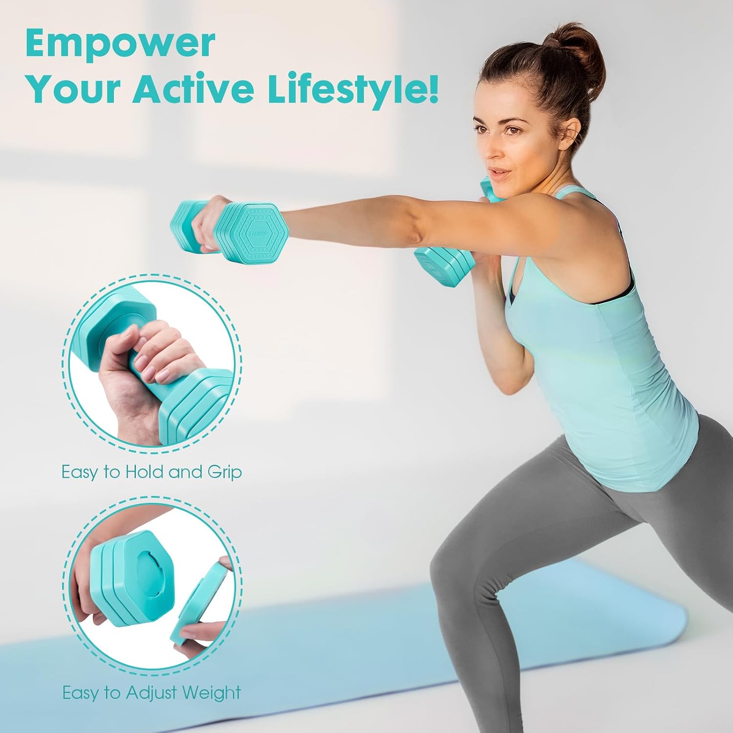 Adjustable Dumbbell Set, 4 in 1 Free Weights Dumbbells Set for Women, Weights for Women at Home, 2lb 3lb 4lb 5lb with