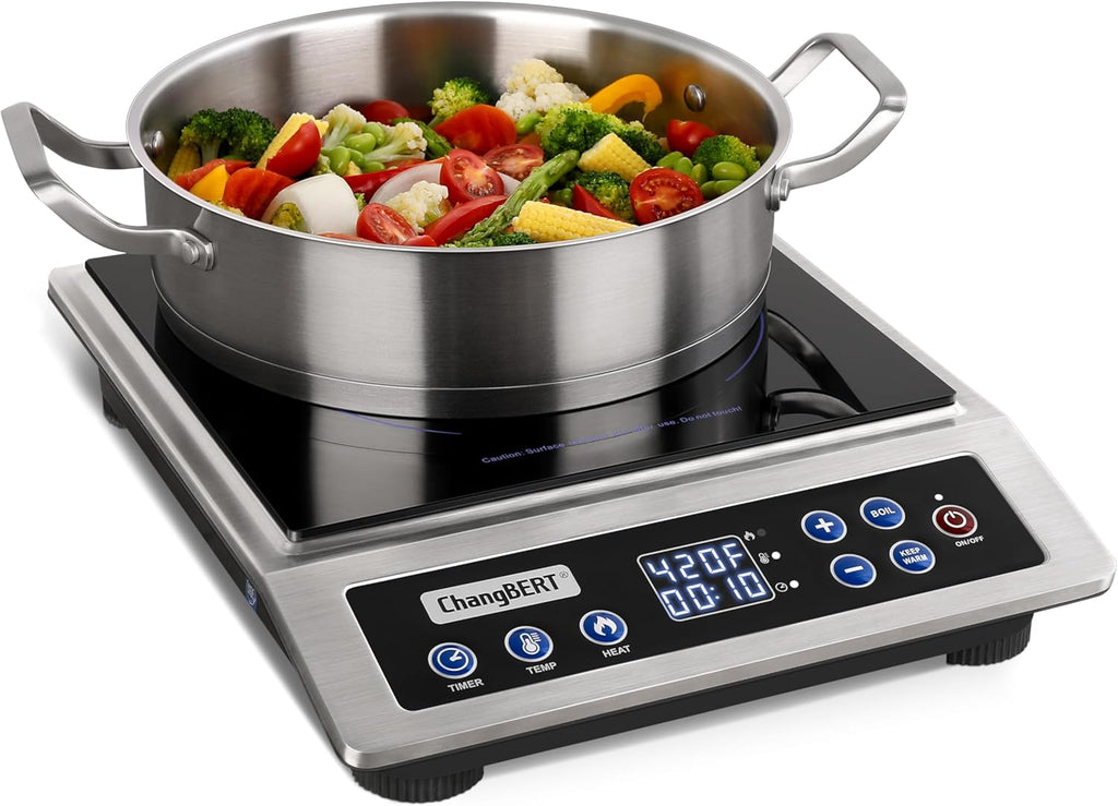 Portable Induction Cooktop Enhanced Version, One-Click Max Power 1800W Large Heating Coil Burner, Precise Temperature