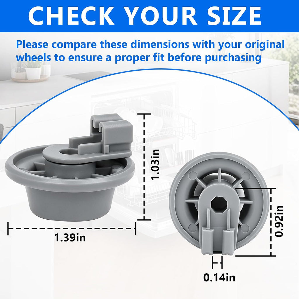 10016657 Dishwasher Extended Lower Rack Wheels Kit Fit for Bosch, 8-Pack