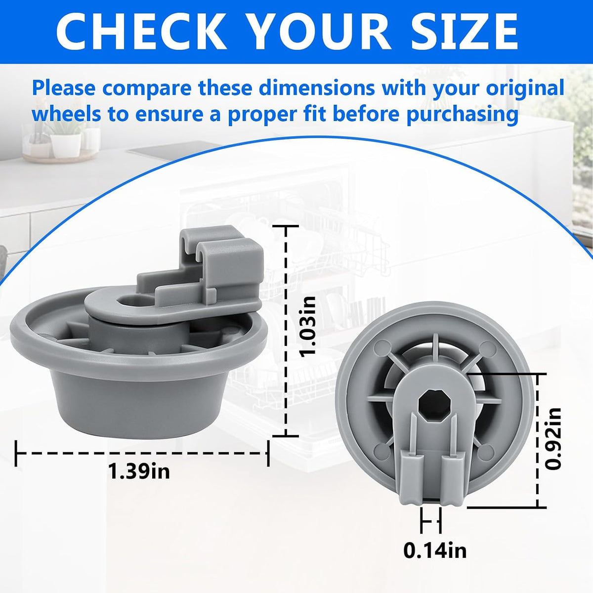 10016657 Dishwasher Extended Lower Rack Wheels Kit Fit for Bosch, 8-Pack