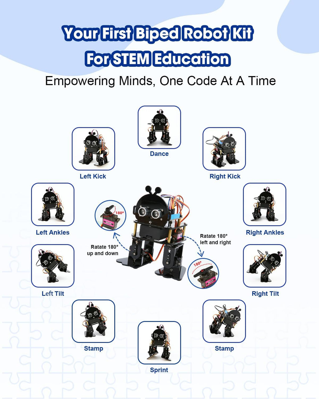 Biped Robot Kit STEM Toys Science Kit for Kids, Bionic Bipedal Robotics Programmable Coding Crafts Set for Arduino