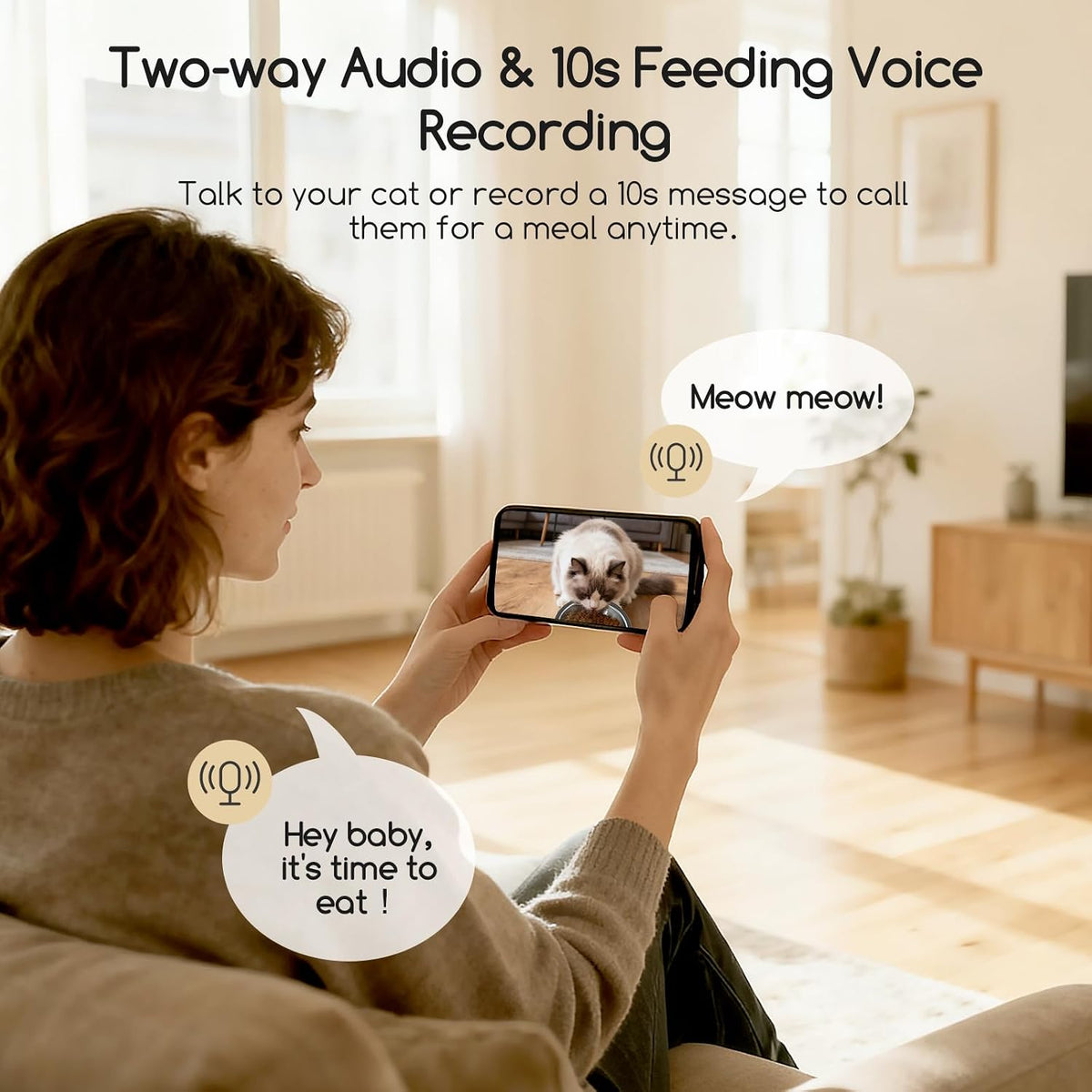Automatic Cat Feeder with Camera, 1080P HD Video with Night Vision, 5G WiFi Automatic Dog Feeder with APP Control