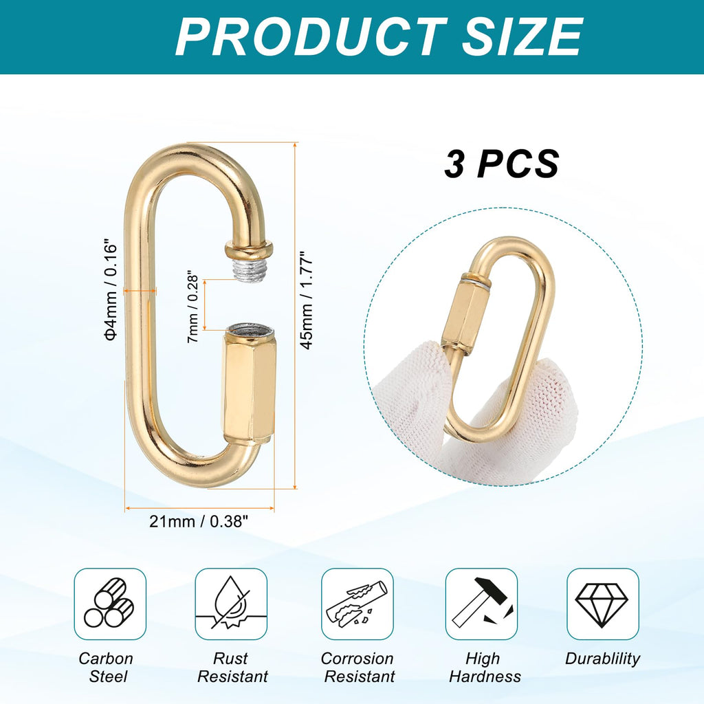 MECCANIXITY Chain Connectors 4mm Thick Light Gold 3Pack