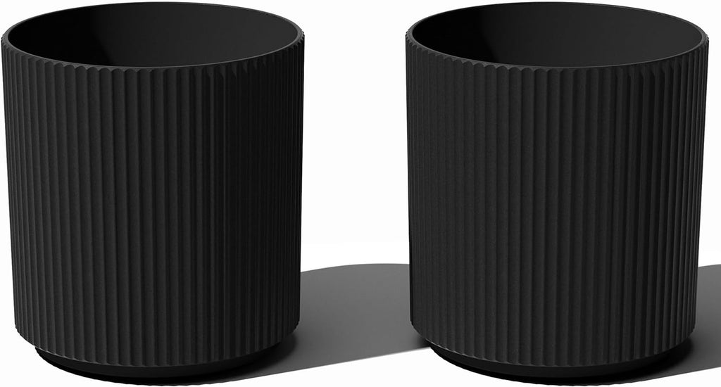 Round Demi Planter Pots for Indoor/Outdoor Garden Use, Made from Plastic-Concrete Mix with Drainage Holes, Perfect