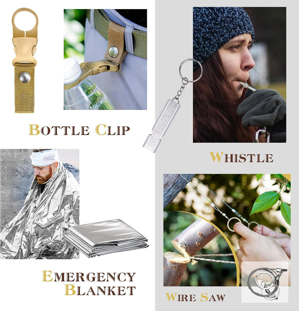 Survival Kit 14 in 1, Gifts for Men Dad Husband, Emergency Survival Gear and Equipment, Anniversary Birthday Gifts