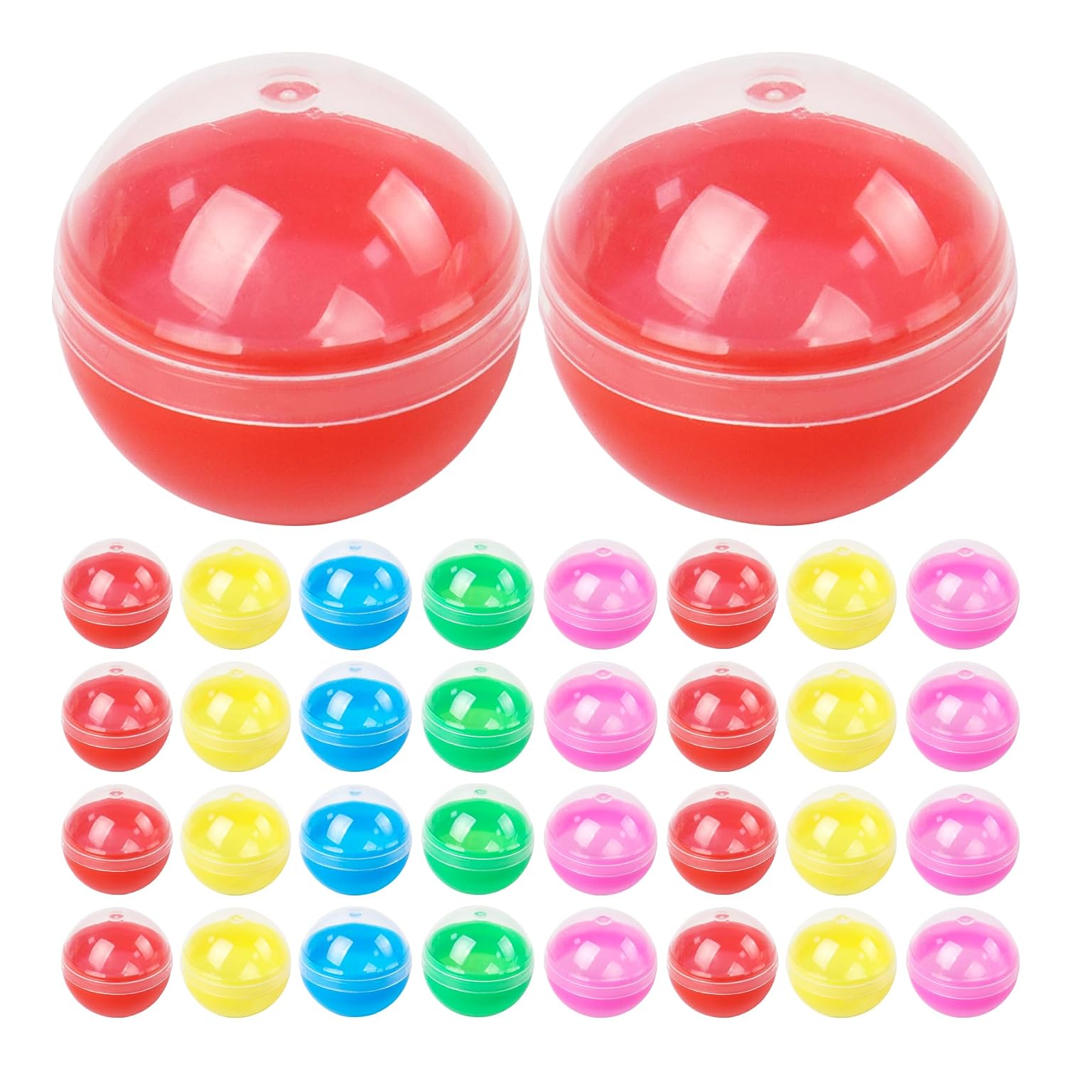 50 Pack Translucent Colorful Empty Capsules, 1.1 Inch Vending Machine Capsules, Plastic Small Round Gumball Machine