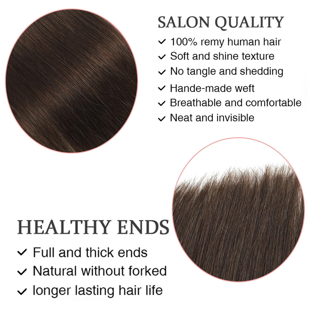 Clip In Hair Extensions Real Remy Human Hair Very Dark Brown 18 Inch | Clip Ins for Women,120g,7 Pcs,16 Clips,Darkest