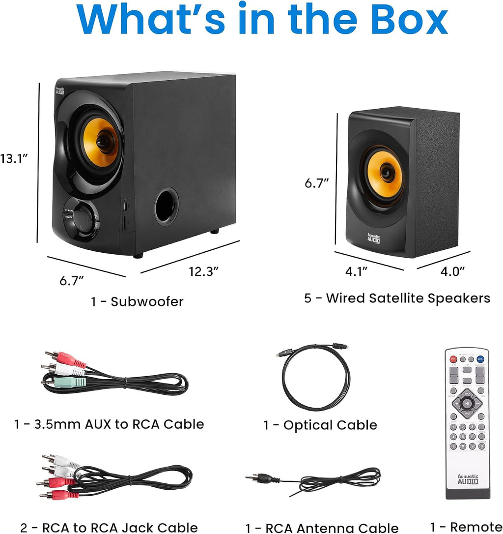 Acoustic Audio AA5170 Home Theater 5.1 Bluetooth Speaker System 700W with Powered Sub