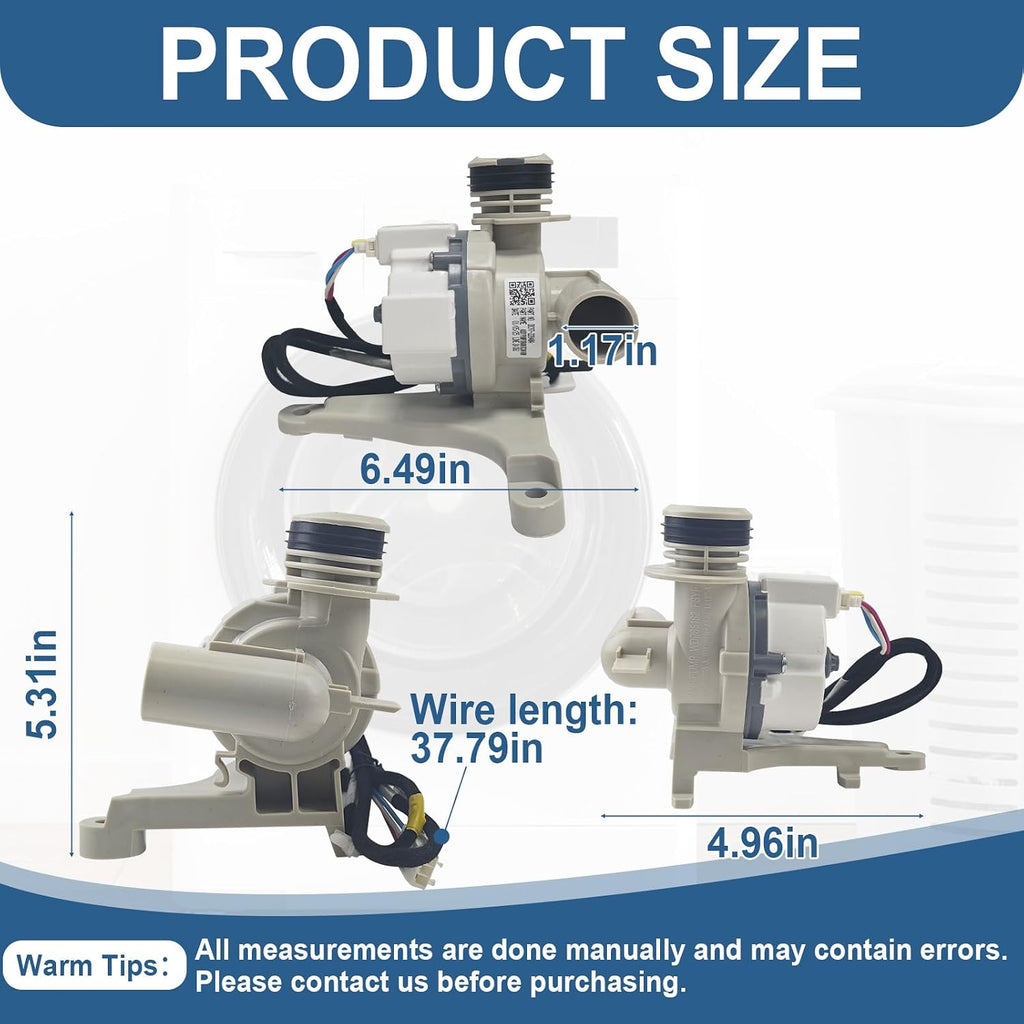 DC97-22840A, DC31-00201A Drain Pump Assembly Compatible with Samsung Washer