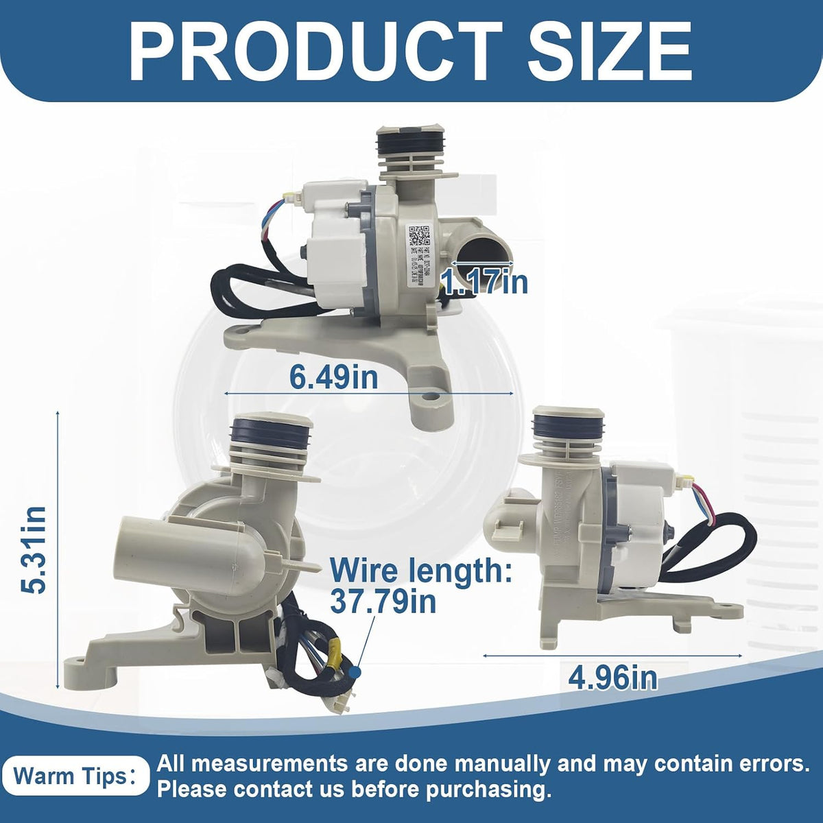 DC97-22840A, DC31-00201A Drain Pump Assembly Compatible with Samsung Washer