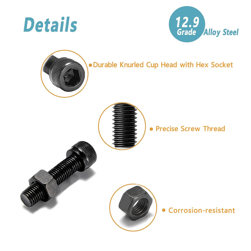 KADRICK 400PCS M3 Screw Assortment Kit,Hex Socket Head Cap Bolts Nuts Kit