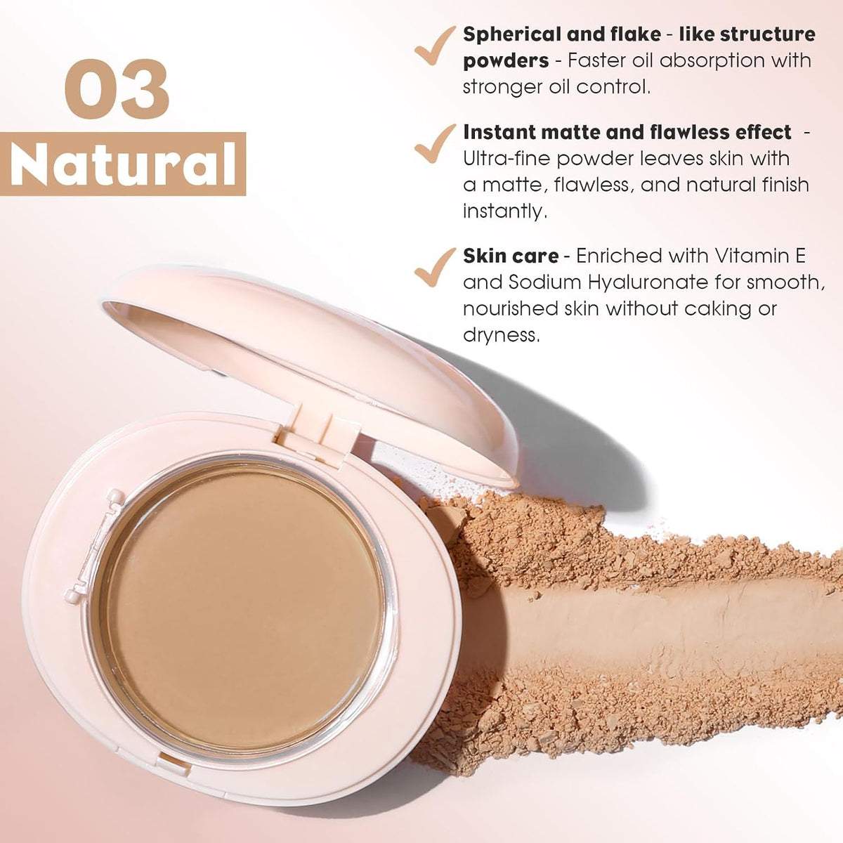 2-in-1 Pressed Face Powder & Foundation Makeup, Matte Oil Control Flawless Setting Powder, Korean Makeup,Waterproof