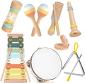 Baby Musical Instruments for Toddlers 1-3, 12PCS Montessori Musical Toy Set with Xylophone, Drum, Maracas...Perfect