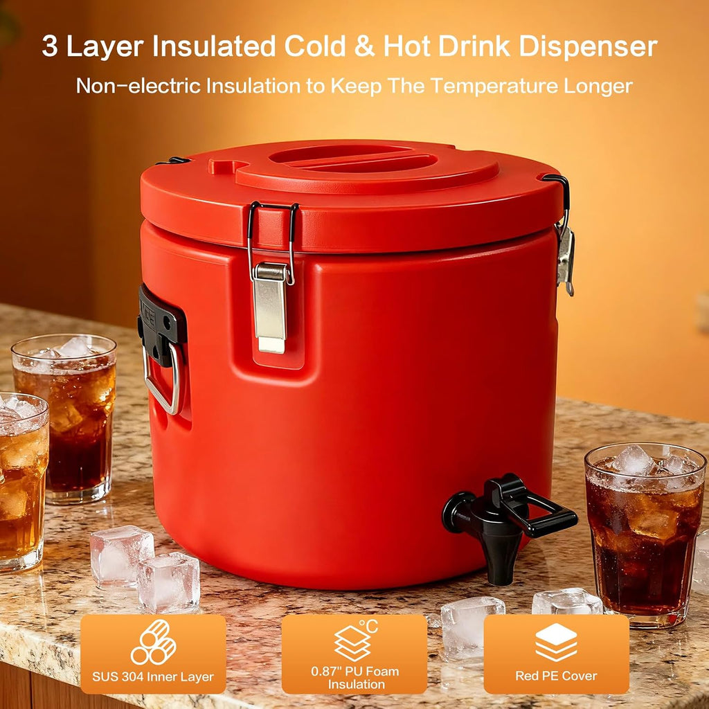 Insulated Beverage Dispenser 5 Gallon,Hot and Cold Drink Dispenser