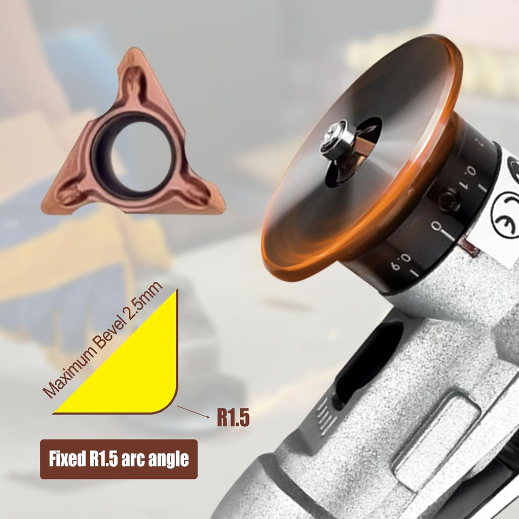 Indexable Inserts for Mini Pneumatic Chamfering Machine, 10 Pcs Chamfering Tool Inserts, R-Angle Carbide Turning Inserts, Lather Turning Tool with 5 Bearings, Tungsten Steel